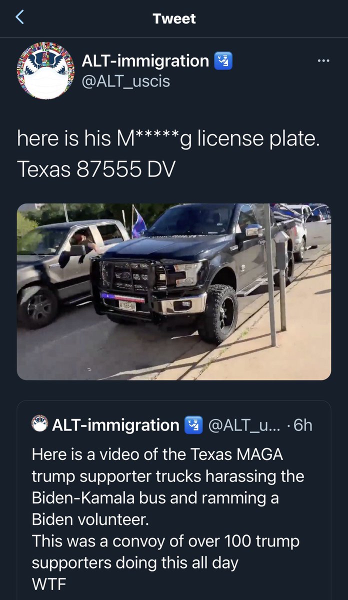 aimhighflygirl's tweet photo. @AltNatSecAgency There’s a plate number and name now associated with that black truck so authorities can now go get him. He was arrested last year for DUI.

Plate: Texas  87555 DV
Name:  Eliazar Cisneros

@CNN @HLNTV @washingtonpost @CuomoPrimeTime @maddow https://t.co/LhmiGRqFP3