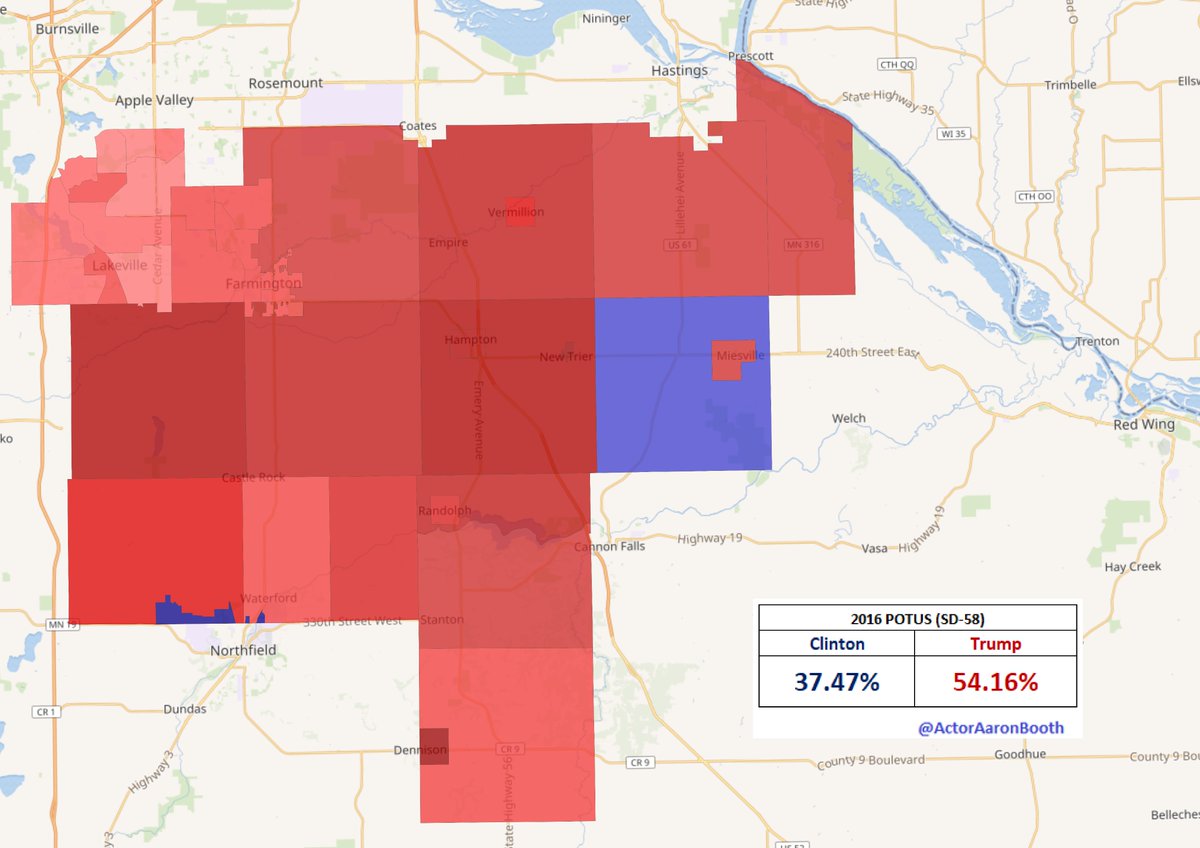 3.  #SD58 Incumbent Matt Little is pretty clearly the GOP's top target this cycle. Since it was drawn, only two DFL'ers have carried the district: him and Klobuchar. Lakeville may be a bright spot for the DFL this cycle which makes this certainly not a for sure pickup.