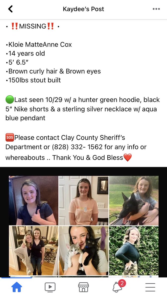 Kloie Cox, my 14 year old little sister is missing!! If possible please share &amp; pray!! She has been missing since Thursday 10/29