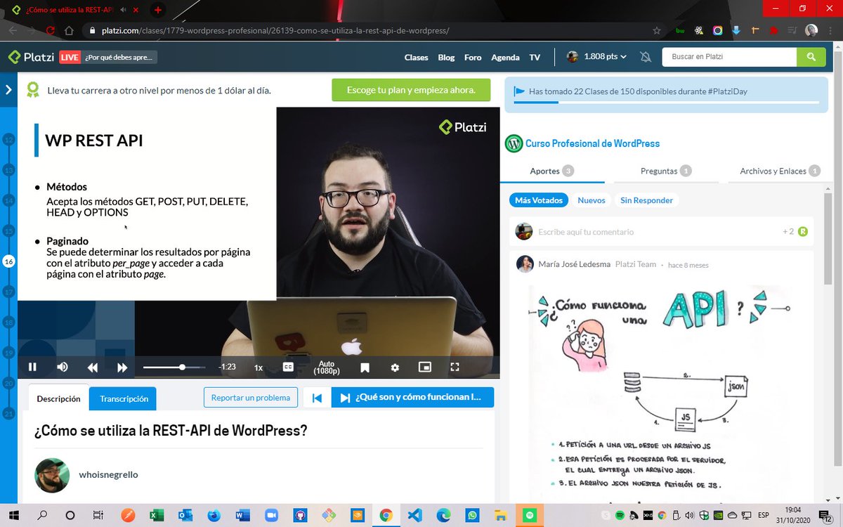 abonini's tweet image. A pocas horas de terminar el #PlatziDay aprovechando para estudiar unos detalles del #WordpressAPI Excelente, gracias @platzi  Volveré! #latam #tech