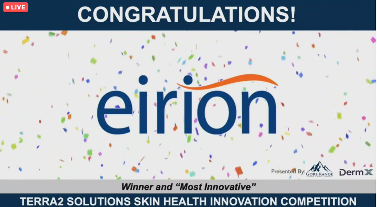 fallclinical's tweet photo. And the winner: Eirion Therapeutics! Congratulations!! 🎉 #FallClinical20 https://t.co/oMpZqtc162