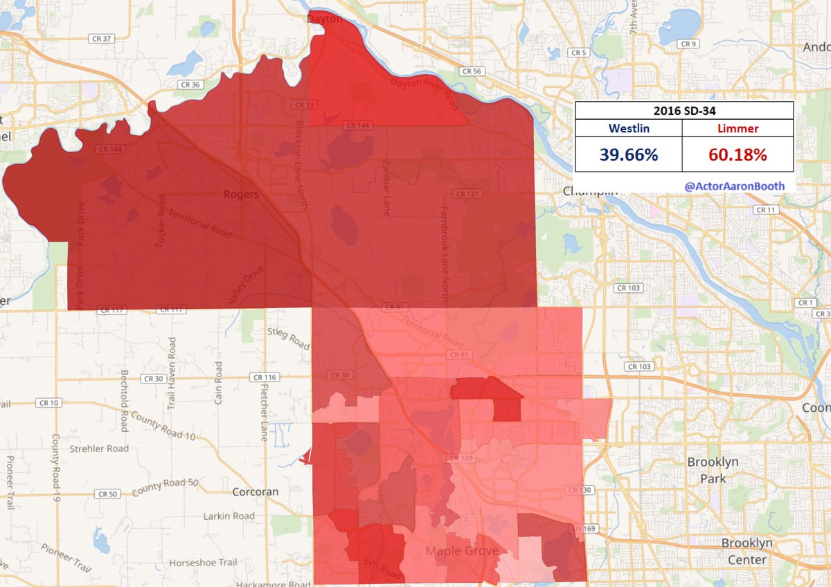 6.  #SD34Warren Limmer has been in the state legislature since the late 80's. In that time, the Maple Grove area has gone from a solid GOP base of support to a purple area that is on the verge of tipping into reliably DFL territory.