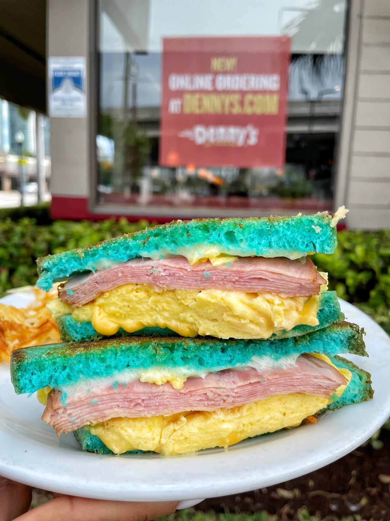 The Miami Menu Moons Over My Hammy Breakfast In Honor Of Halloween And The Blue Moon Dennysdiner Is Turning Their Popular Moons Over My Hammy Breakfast Sandwich Blue In