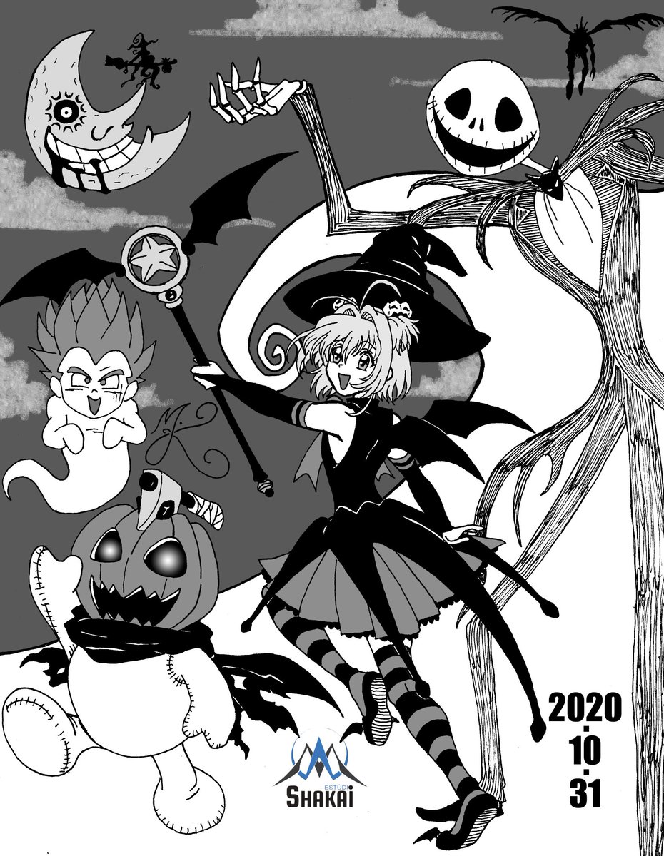 MKaizoku's tweet photo. THE NIGHTMARE BEFORE NOVEMBER!!
Dia 31: Halloween!
Desafio concluído 100% 👊🏼😁
Muito satisfeito em ter conseguido!
#inktober
#inktober2020
#Halloween
#CardCaptorSakura
#DBZ
#SoulEater
#DeathNote
#Digimon
#TheNightmareBeforeChristmas
#EstúdioShakai
#Shakai
#drawing
#Bunkapop https://t.co/wfkS8seHah