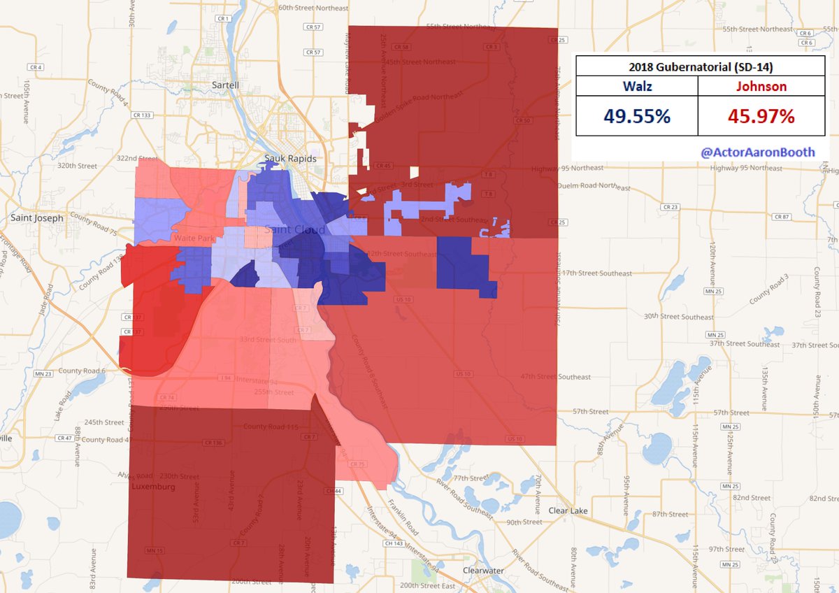 11.  #SD14St Cloud is one of the areas where Biden could revert things back towards Obama levels. The City has gotten more diverse and more college educated. If Biden is making gains among Catholics vs 2016: expect to see it materialize at the top of the ticket here.