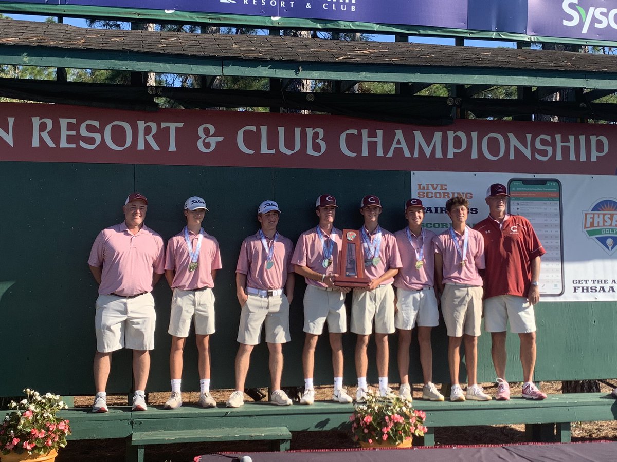 chilesgolf's tweet photo. Congrats to Chiles boys golf for winning another state championship! That makes 2 consecutive titles for the boys golf team. https://t.co/1ad3gJAvp8