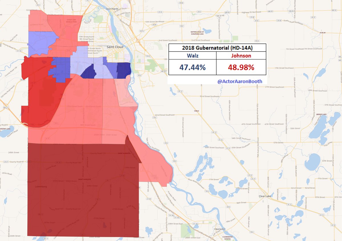 12.  #HD14AAn offshoot of number 11 as it is the St Cloud area district that the DFL failed to flip in 2018. The 2018 DFL nominee here is running for the SD this cycle.