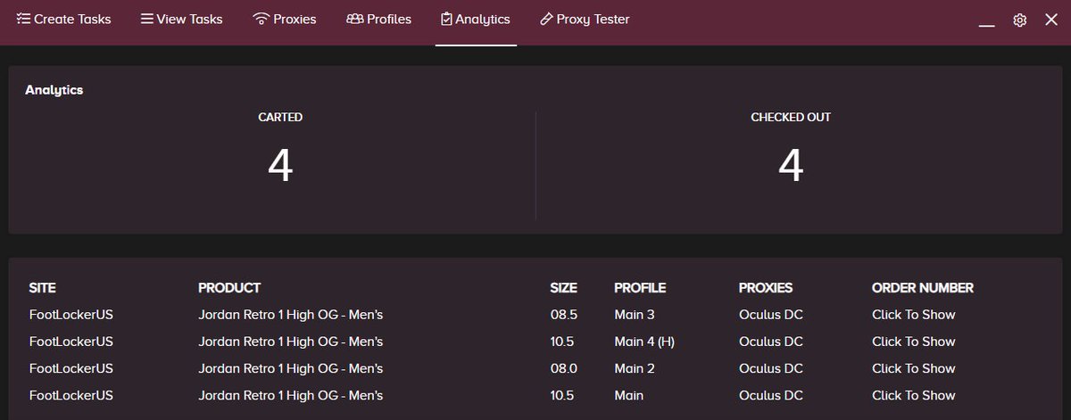SolesDay1's tweet photo. TOUGH drop today. Glad I could secure some pairs though.
Bot-@GhostAIO 
Proxies-@SpaceProxies_, @RedDirtProxies and @OculusProxies 
Group- The best @SoleSpecialists https://t.co/0CGxJaUAbt