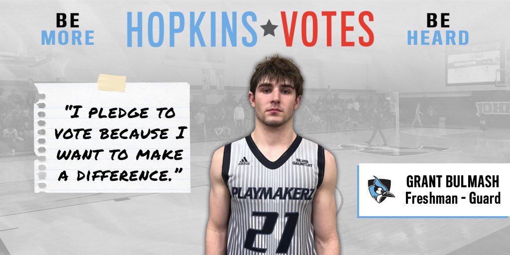 JHU_Basketball's tweet photo. “I pledge to vote because...” @GrantBulmash
#HopkinsVotes #centennialvotes #d3votes https://t.co/9RWoyQfiZY