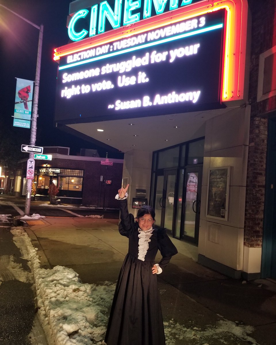 sdonof29's tweet photo. Driving through Beverly on our Halloween car tour with our 8 year old Susan B. Anthony and thought this was a sign. Literally.  The right to vote should not be taken for granted.  Let's include women in the sequel.  Work. @SenKamalaHarris @JoeBiden @Lin_Manuel @ReneeGoldsberry https://t.co/aaIorv3Dh0