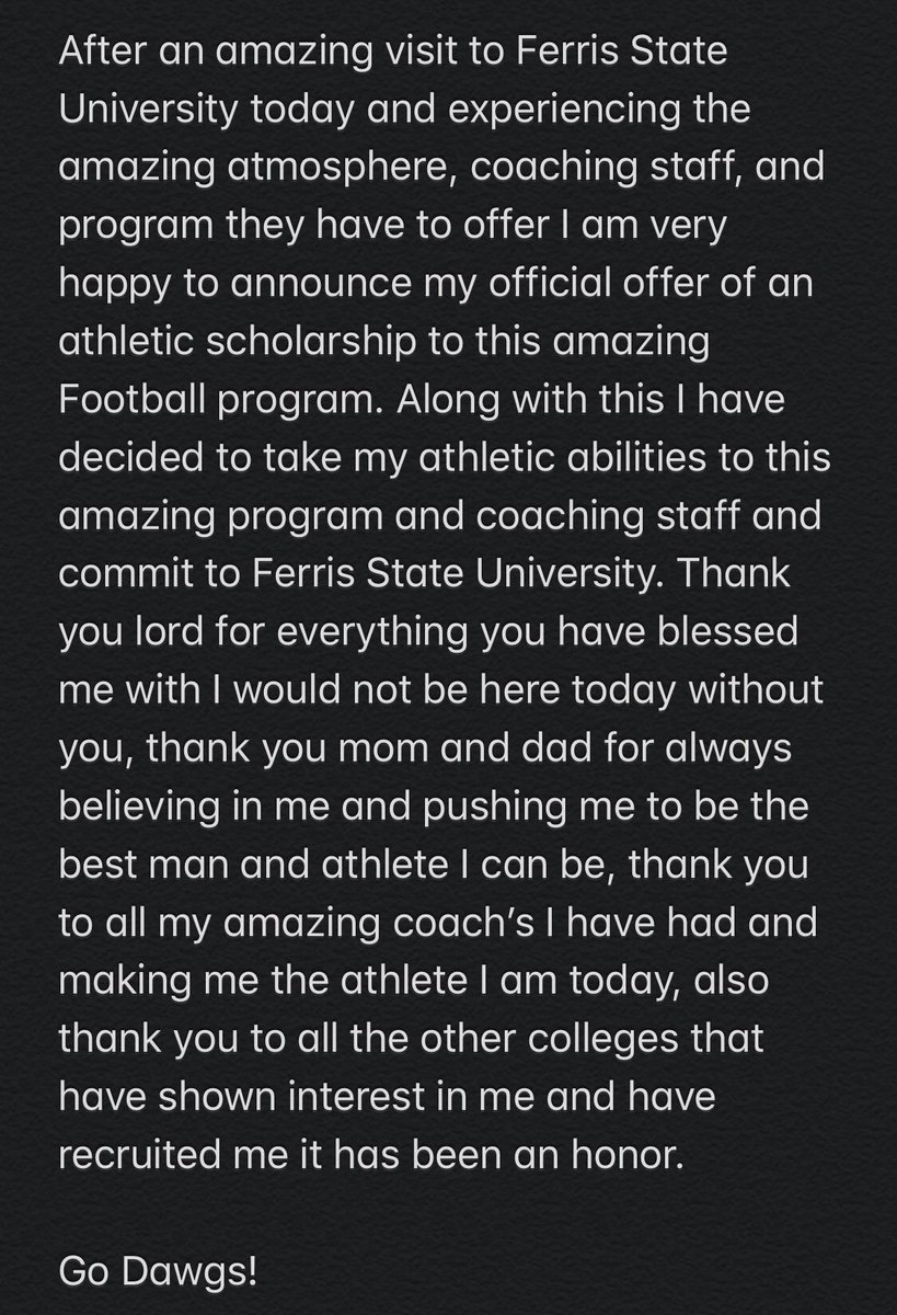 SmithersBlake's tweet photo. Go dawgs!! @45Kings_Smith @CoachAnnese @FerrisFootball https://t.co/zV9YFvwXKH