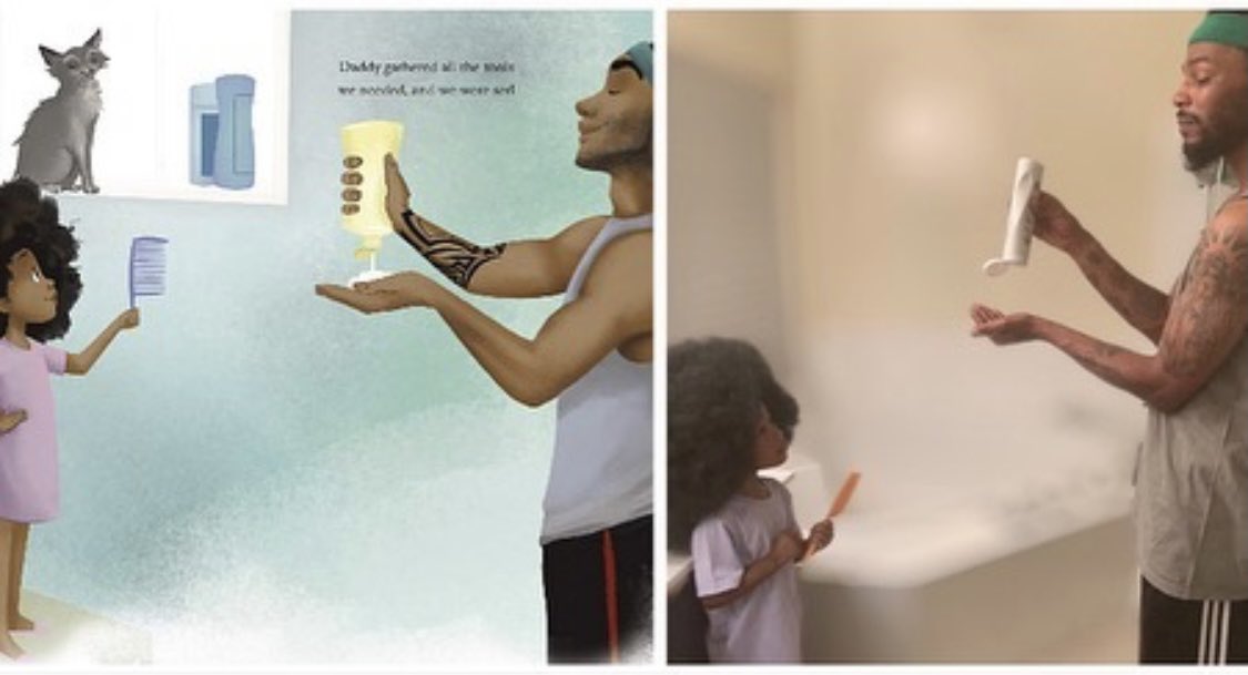 Loving these fathers and daughters that dressed up like our Hair Love characters for Halloween. So good.