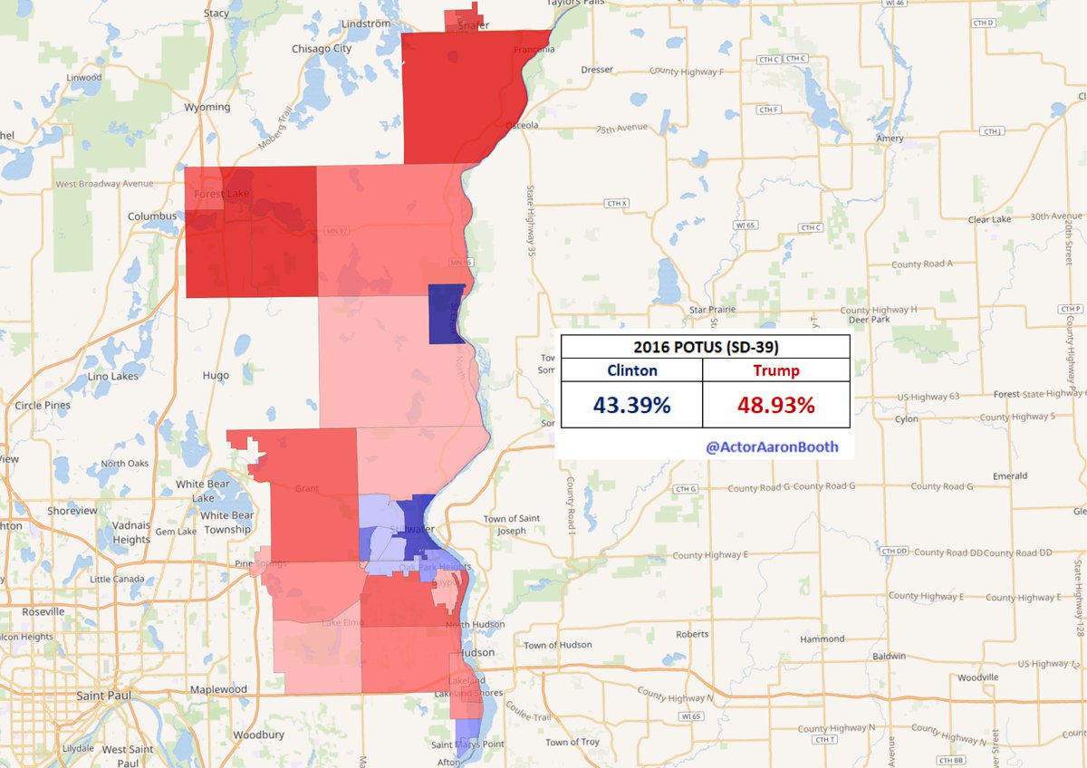 16.  #SD39This is another tough one for the DFL, but if they are having a really good night & really expanding the map, you would probably see it here. Plenty of outside cash being spent on this one. Housley did narrowly carry this district while running unsuccessfully statewide