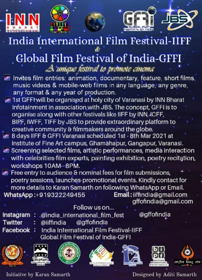 karan_samarth's tweet photo. Inviting film entries to unique Film Festivals (IIFF, GFFI, ICFF, IWFF, TIFF), poetic entries for Literature &amp; Poetry Festival (BIPF) from around the globe. 

Karan Samarth - INN Bharat Infotainment
Email: iiffindia@gmail.com 
  gffofindia@gmail.com 
WhatsApp: +919322249455 https://t.co/LznfEPF6Kl