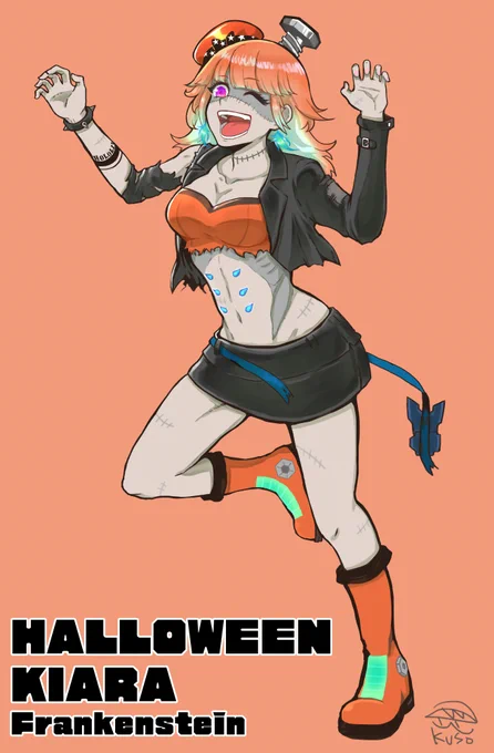I think for a long time what should Kiara to cosplay,
who can revive and have something can change the chef hat, the answer is Frankenstein!
Happy Halloween!
#TAKAMORI  #artofashes #callillust 