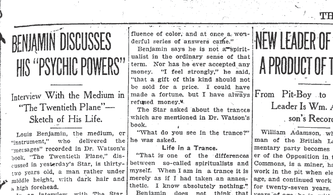 22. But that was far from the end. Benjamin & Watson began to hold séances in public halls; hundreds came. There was another book.Watson called it all “by far the most important work of his life” heralding the arrival of “a new religion, a great age, and a divine civilization.”