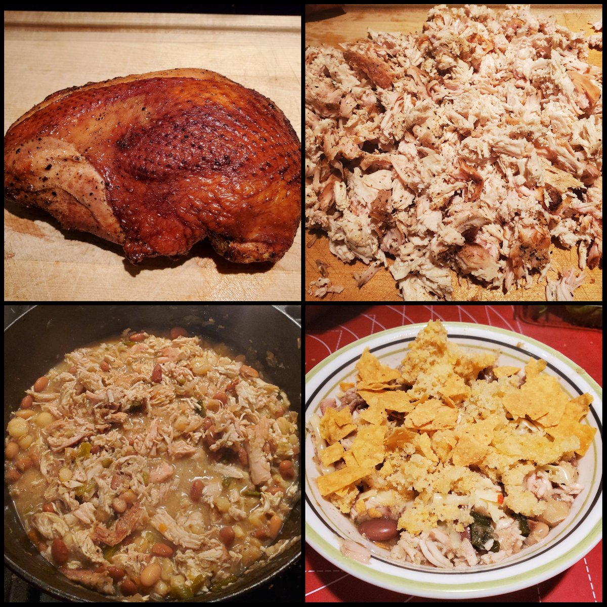 DowntownStef's tweet photo. @alyssasanch @dannyboysanchez We miss you too!! here we are thinking of you as @wanderingbearny smoked turkey for my white (non-texas) chili. Also made cowboy candy cornbread https://t.co/6Sr41fzPmk https://t.co/791w5UmWgQ