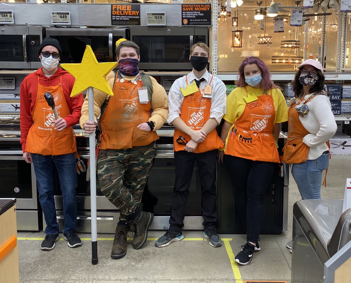 AkerleyGreg's tweet photo. Happy Halloween from some Fairly Odd Home Depot associates! @hd6208 @ShayThomasTHD @DianeRaymond26 https://t.co/wIGhAFHQDz