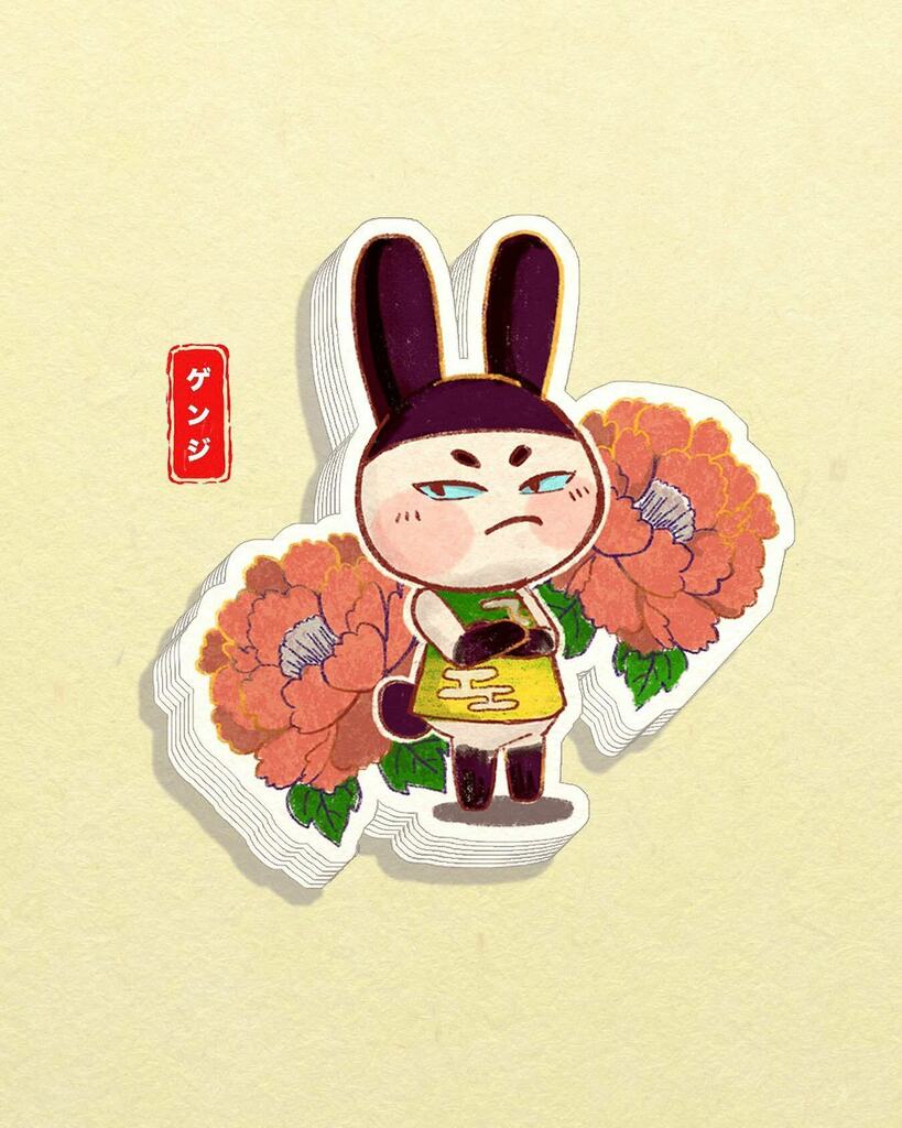 Genji has joined Kabuki in our oriental sticker set today! Why don't you drop a comment and tell us what you think? (๑˃̵ᴗ˂̵)

#acnh #animalcrossingnewhorizons #sticker #genji #oriental #stickerset #handmadestickers #handmade #giftideas #どうぶつの森