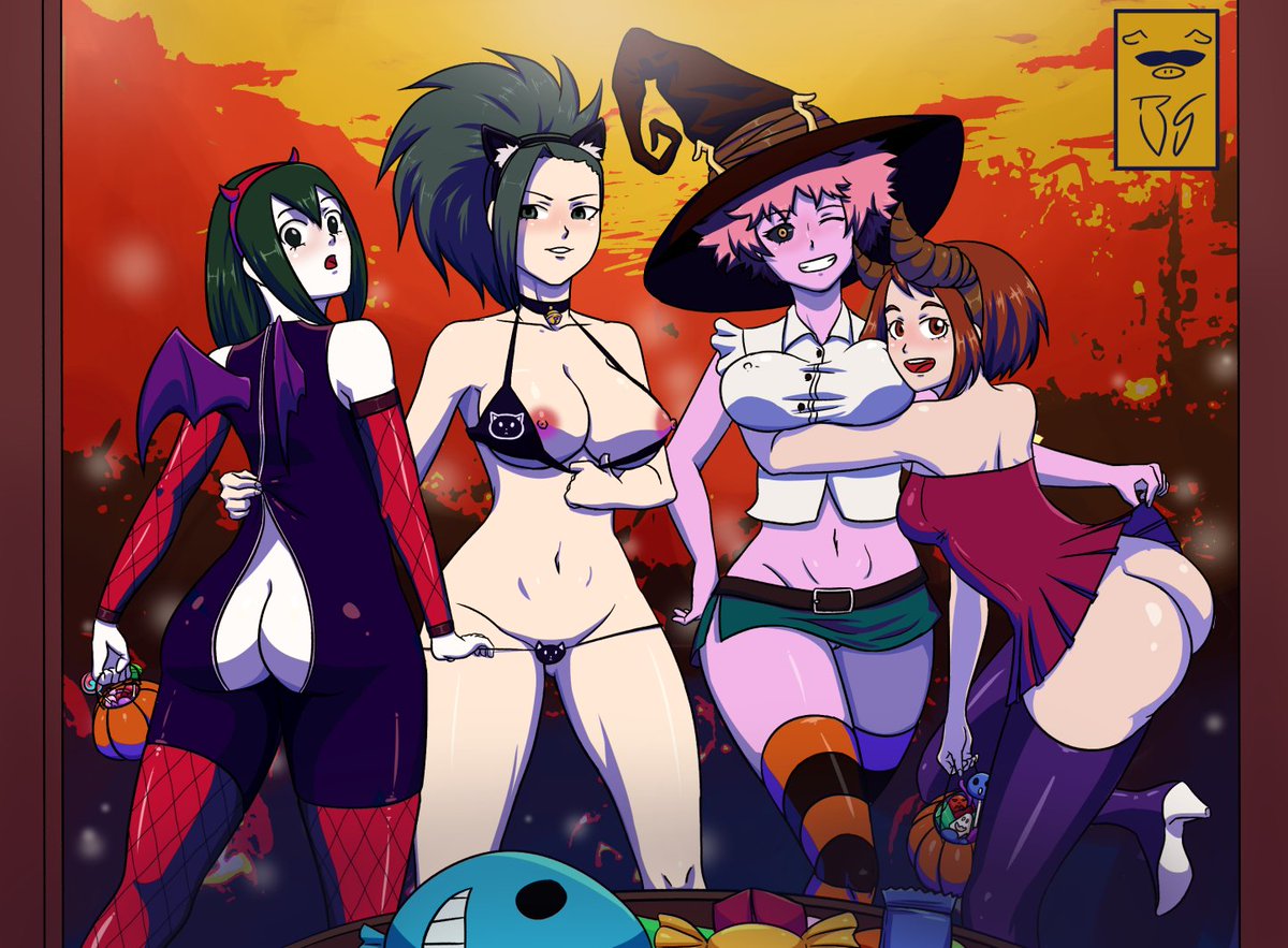 butasempai's tweet photo. Hi! I show a Halloween commission. they collect many sweets with their charms
If you are interested in a commission with a discount of 50%, write here or by: 
P: user/37104004 
E: stivenreyes97@gmail.com 
#nsfw #MHA #BNHA #Momo_Yaoyorozu #ochaco_uraraka #asui_tsuyu #Mina_Ashido https://t.co/UWo6dTPMy2