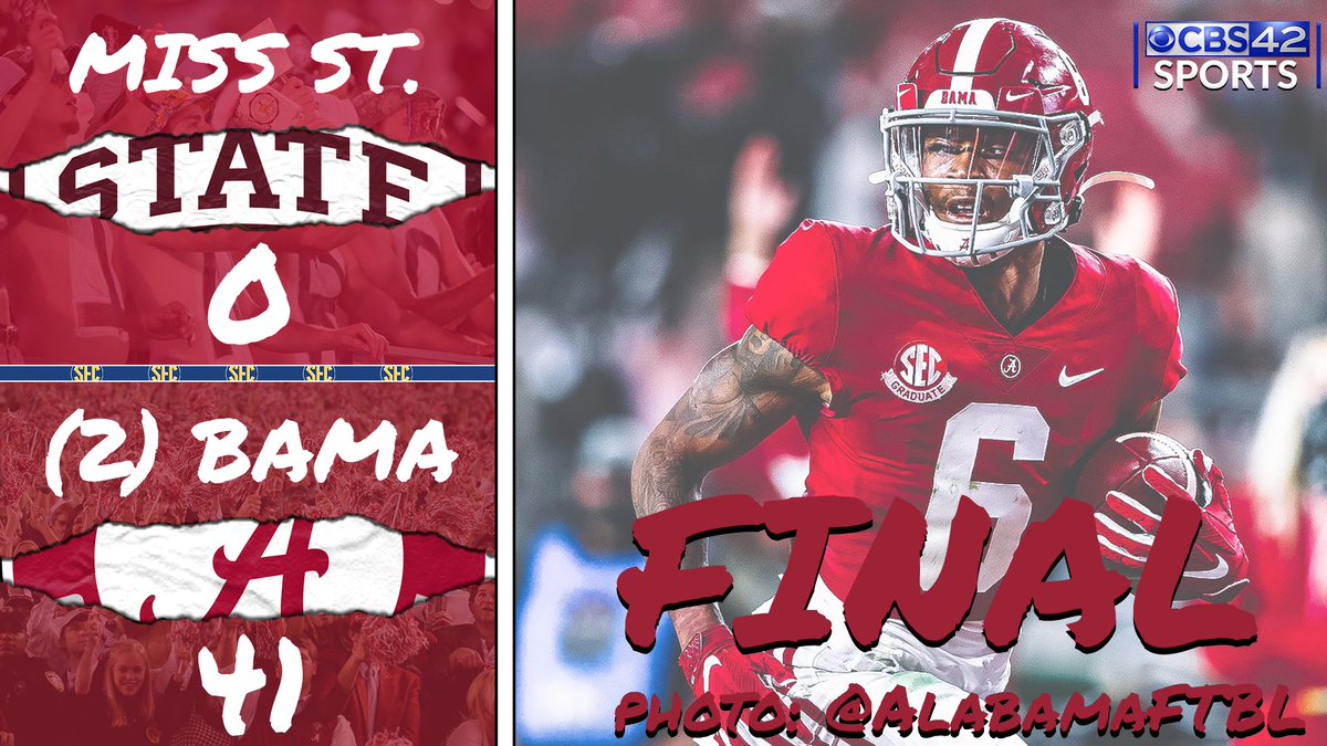 JHenryRogers's tweet photo. #BREAKING @AlabamaFTBL shuts out @HailStateFB 41-0. #RollTide #MSSTvsALA https://t.co/aVA8Sm8neI