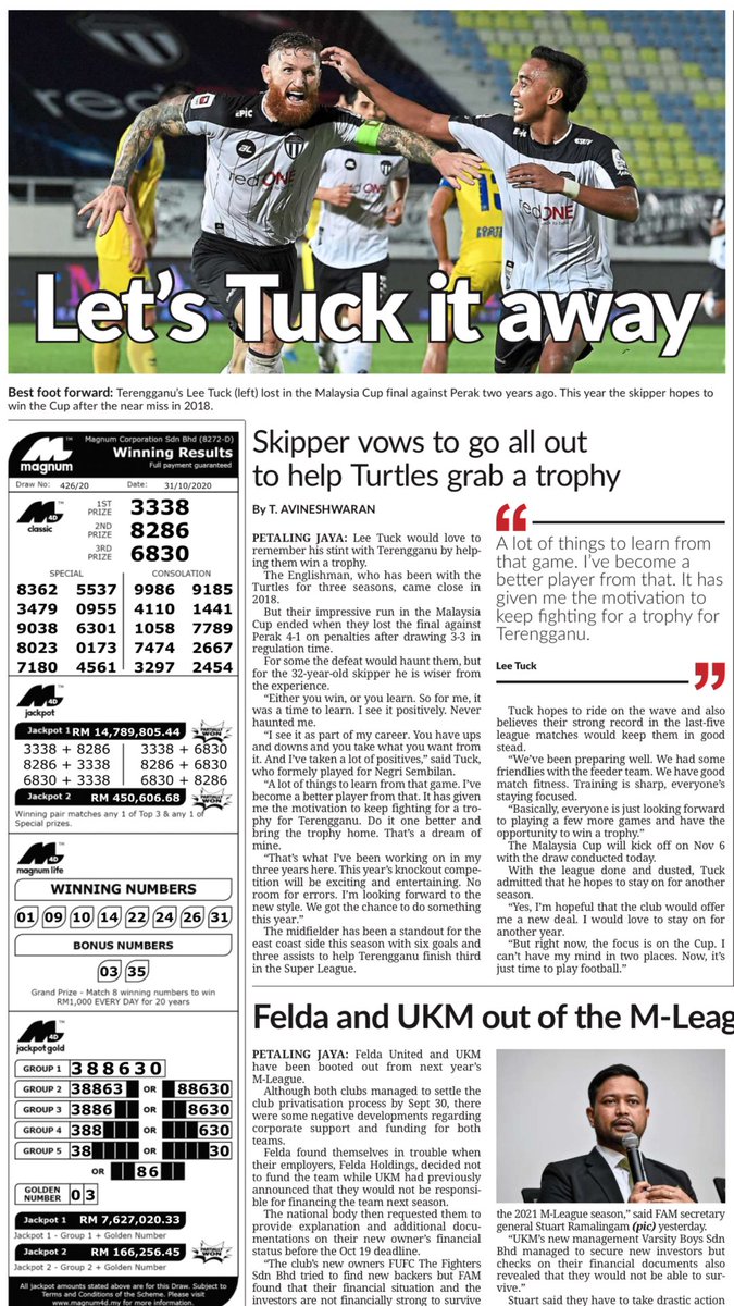 avineshW90's tweet photo. .@FCTerengganu’s captain @LEE__TUCK says the 2018 #MalaysiaCup final defeat does not haunt him, but he sees it as a learning process and believes that he became a better player after that game. To know more, do click this link - https://t.co/7Cfv6cxHdC #MSL2020 https://t.co/Wah8FFdKYb