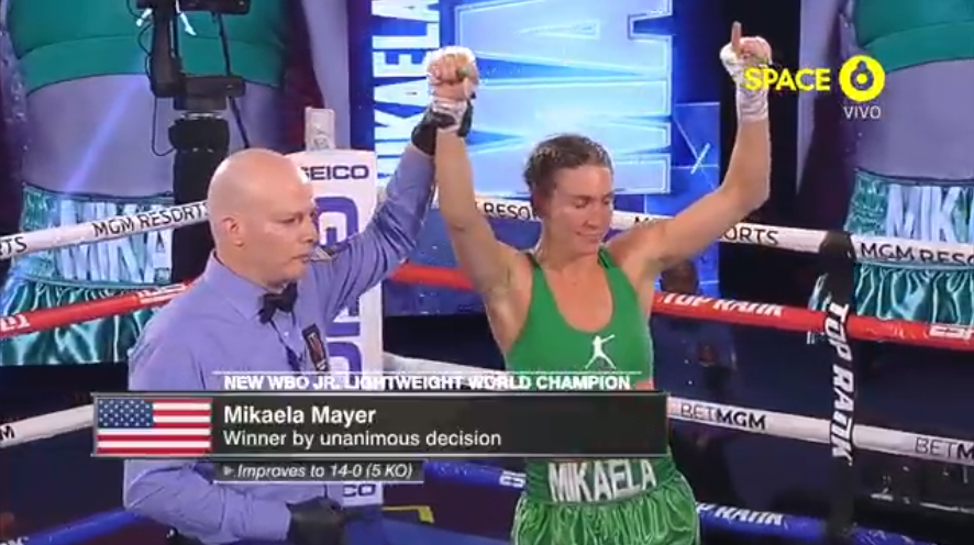 BoxeoTotalOk's tweet photo. En Las Vegas, Mikaela Mayer es nueva campeona mundial superpluma de la OMB al vencer por DU 10 a Ewa Brodnicka.

Tarjetas: 99-89, 100-88, 100-88. 

#InoueMoloney #BrodnickaMayer https://t.co/6YaHk1694X