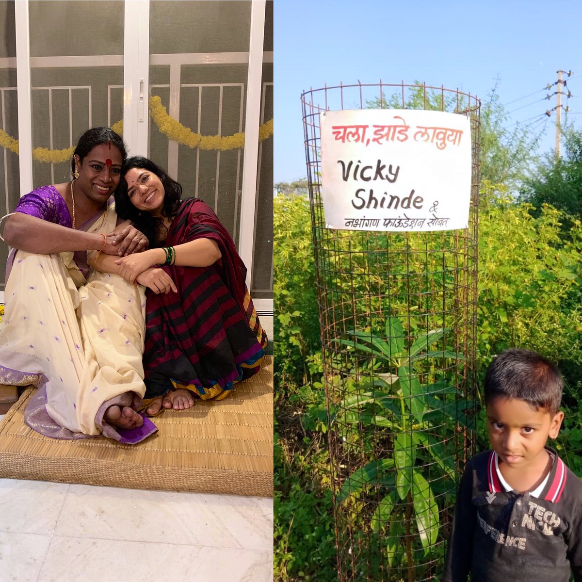 rajshriartist's tweet photo. To my dearest #VickyShinde ❤️ 
Cannot explain my love for you Vicky . I just want you to be healthy n happy &amp; take good care of all the kinners from your community &amp;be proud of your work.We all love you 🌳❤️
#LGBTQ #kinners #respectandlovetoeveryone @Nabhangan5 #treededication🌳 https://t.co/AsZCp9mBha