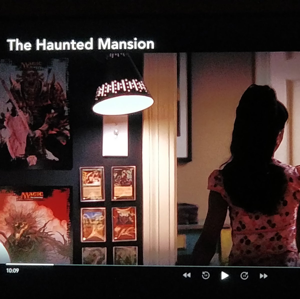 TheHyperloops's tweet image. Watching the Haunted Mansion on Disney Plus and noticed that the son has a bunch of mtg cards and posters on his wall. #mtg #thehauntedmansion #mildlyinteresting #magicthegathering