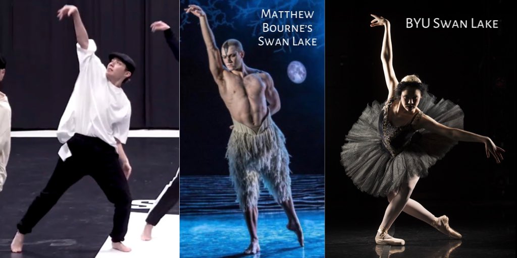 j-hope starts his arm extension from the middle of his back, giving greater length to his reach. He matches that extended arm with the line of his shoulders to make the longest line, similar to the arabesque arms in Swan Lake  #제이홉  #jhope