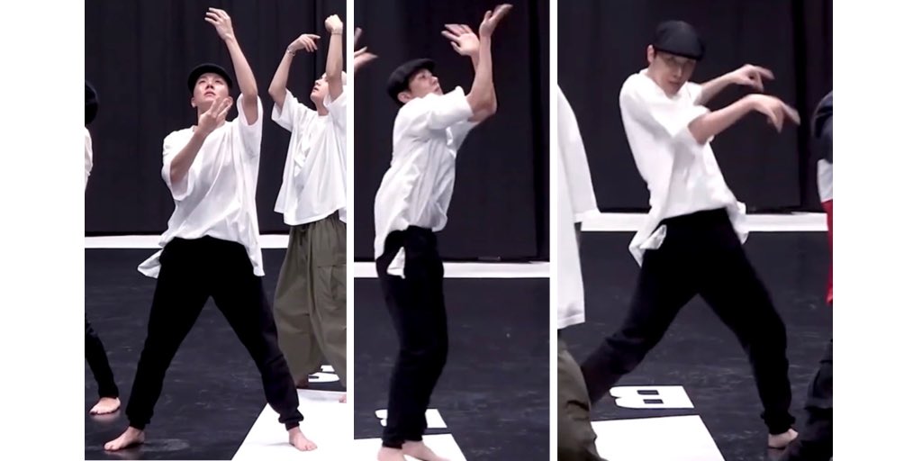 j-hope punctuates and finishes his line with his expressive hands. As a ballet dancer would, he separates and extends his fingers, keeping them soft, distinguished & free of tension, letting them breathe & float with his arms  #제이홉  #jhope