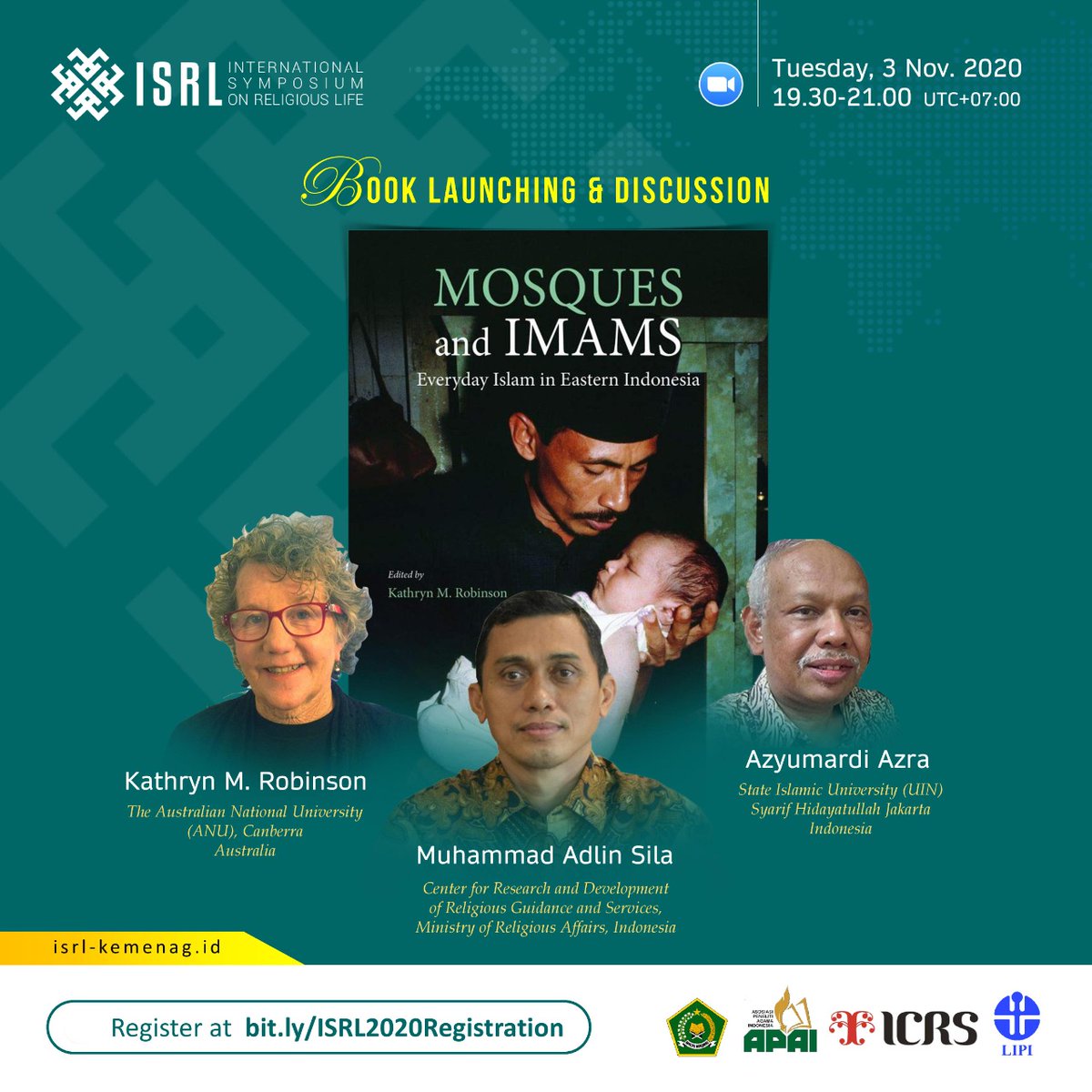 harisburhani's tweet photo. Simposium Internasional Kehidupan Keagamaan 2-5 Nov 2020 digelar virtual. Pembicara James J Fox, Robert W. Hefner, Azyumardi Azra, Atho Mudzhar, Kathryn M. Robinson, dll.  Jadwal acara https://t.co/2jT8r4JDft Registrasi untuk mendapat Zoom link https://t.co/ptRfoVAo9I https://t.co/VXpKtvjeXt