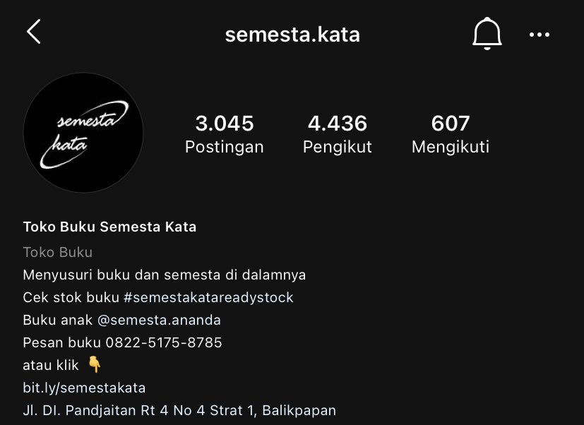 Sambil nunggu airnya panas, lanjut yokk. Kita pindah ke Pulau Kalimantan.6. Semesta KataDikelola oleh keluarga bahagia di Balikpapan. Sayangnya mereka belum punya twitter. Jadi cus ke instagramnya yak:  https://instagram.com/semesta.kata?igshid=165ihhvat6sxa
