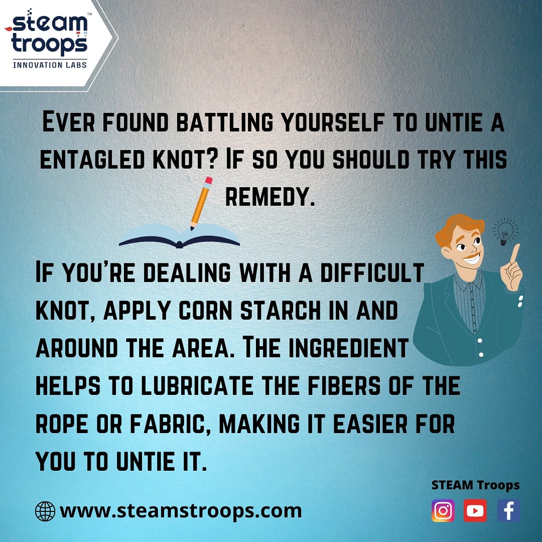 steamtroops's tweet photo. What's new for the day?
Let's untie the ties of learning🥳

#steamtroops #steameducation #science #facts #interesting #knowledge #explore #feedback #chennai #engineering https://t.co/CtVFVYg86j