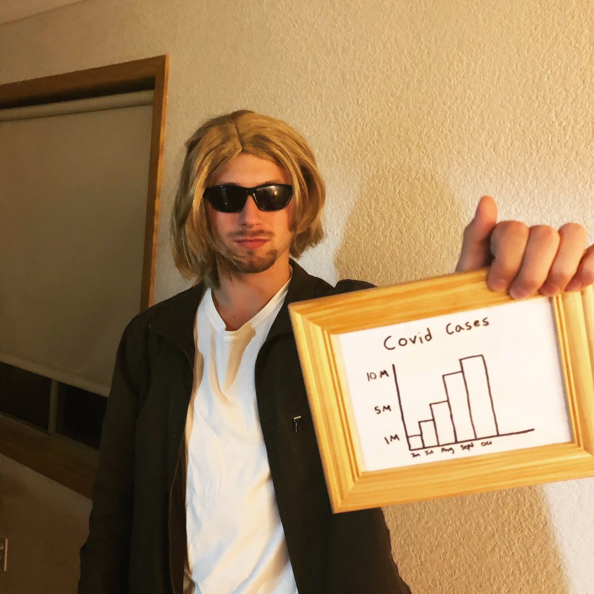 TallonKramer's tweet photo. Unfortunately Couldn’t make it to @Nickelback due to COVID. But I made it for halloween. #lookatthisgraph https://t.co/JmYp0KctJS