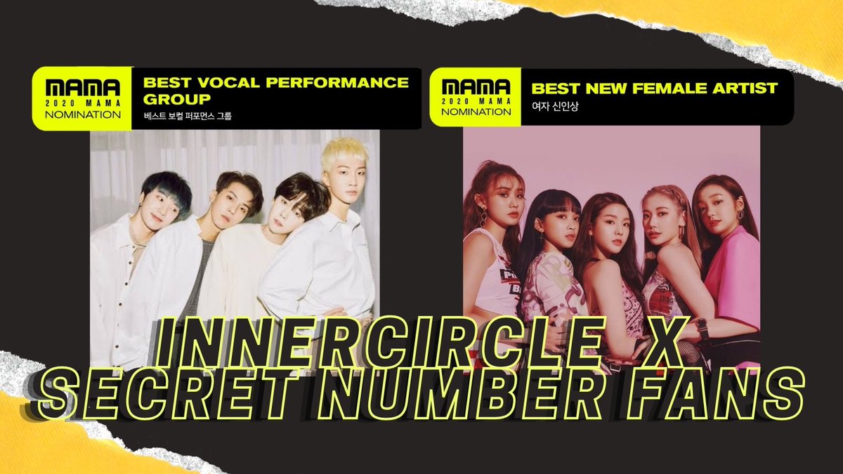WINNER  SECRET NUMBER INNERCIRCLE will vote Secret Number for ‘Best New Female Artist’ Secret Number Fans will vote WINNER for 'Best Vocal Perf. Group'  #MAMAVOTE  #winner  @WVOTINGTEAM  @YG_WINNER  @5N_Corps  @WFKSecretNumber  @5N_Charts