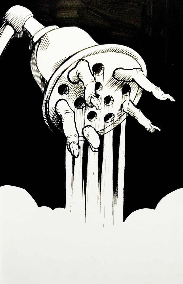 A piece very much inspired by a Junji Ito comic where some stalker manages to hide in a family's pipes