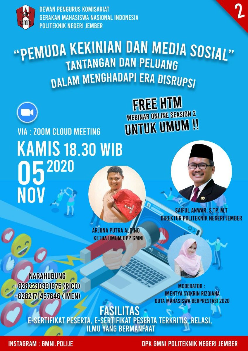 DPPGMNI_'s tweet photo. Bung Arjuna Putra Aldino (Ketua Umum DPP GMNI) menjadi pembicara dalam acara diskusi online DPK GMNI Politeknik Negeri Jember pada Kamis, 5 November 2020 Pukul 18.30 WIB.

#DPPGMNI #WorkingIdeology https://t.co/Is0sXVUy3B
