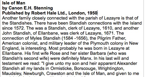  #IOM Isle Of Man, Myles Standish and John Crow of New England Colonial America...A Standish was a Clerk to Sir William Crow...John Crow and Myles Standish were patent holders in Plymouth, Duxbury and YarmouthTHREAD