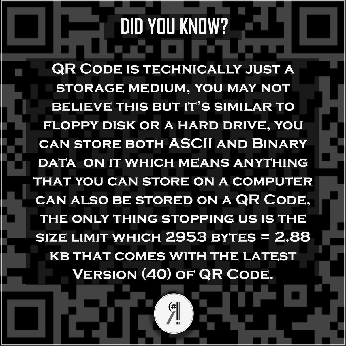 RonLiOfficial's tweet photo. Did you know?
.
.
#qrcode #tech #harddrive #ascii #binarydata #bytes #technologyiscrazy #RonLi https://t.co/afTkPhqAkB