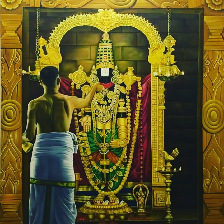 PADMAVATI BIRTH STORY AND VISHNU'S ABODE AT TIRUPATI VENKATACHAL MOUNTAINAs per Bhagwan Varah, as narrated to Sridevi and Bhu devi, Once Vayudev prayed to Vishnu on the banks of Swami Pushkarni. On being satisfied by Vayudev's meditation,