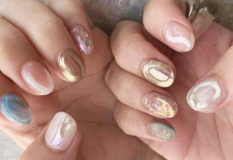 NailLiber's tweet photo. ドライアプリコットとマーブルチョコとアイスクリームを包んだふわふわのご馳走クレープ 💅🍭🧁🥜🥭#おまかせネイル #ジェルネイル #個性派専門店 #ネイル作品 #男性ネイリスト #さいたま市 #nailstudioLiber https://t.co/4I0z6BWeNK