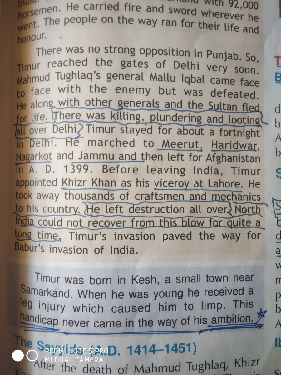 ligree_r's tweet photo. Timur ali khan's ambition huh. Firstly book is showing fact then trying to covering up his atrocities by saying it's his ambition. How killing, plundering and looting can be someone's ambition @SatyaSanatan01 @AnupamPKher @narendramodi_in @rsprasad https://t.co/ijo2XBEn4M