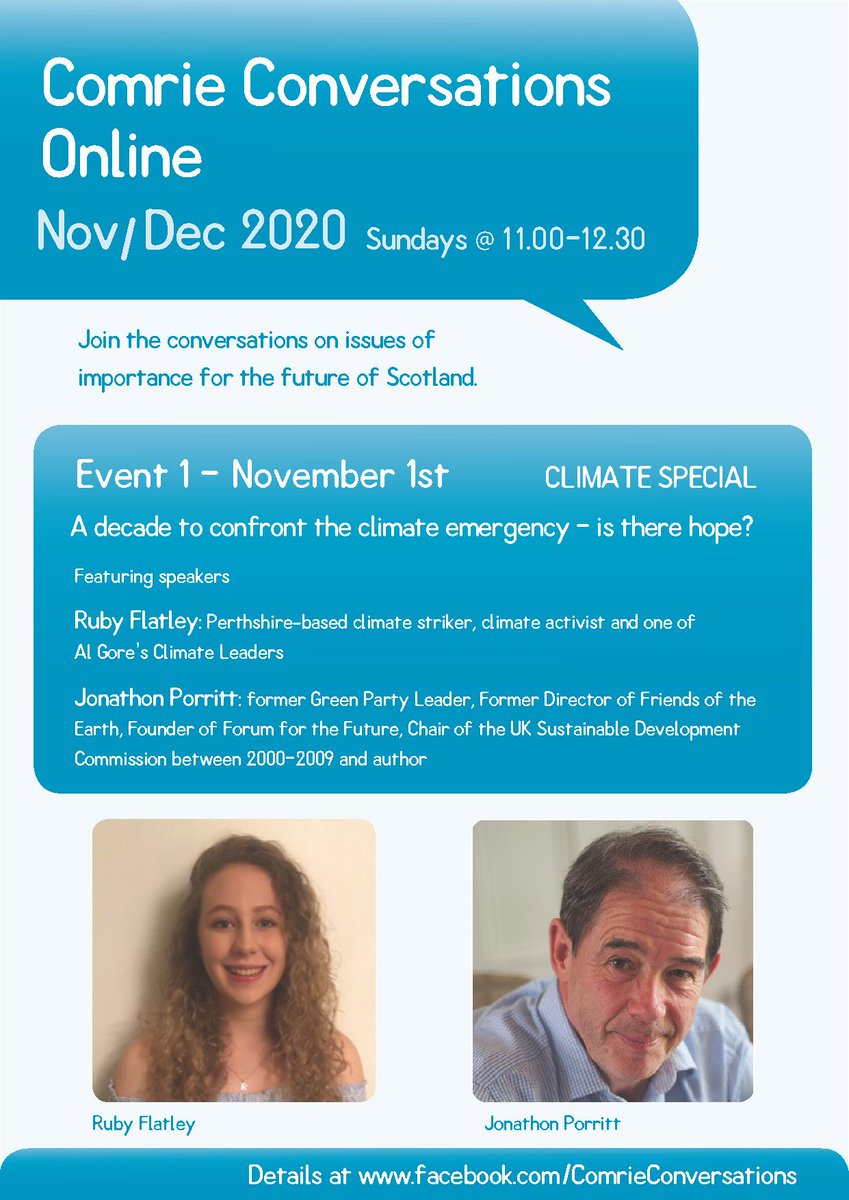 ComrieChats's tweet photo. Really looking forward to the 4th Comrie Conversations Online on how we ensure a thriving cultural sector coming out of COVID-19. The wonderful Ruby Flatley and Jonathon Porritt will be contributing. #ComrieConversations https://t.co/aarA6vqGBA