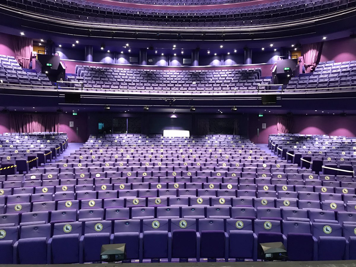 “Distance the seats”.  Socially distanced. ✅
“Reduce the capacity”. Reduced. ✅
“Put plastic screens”. Put. ✅                 
“Sanitise the auditorium”. Sanitised. ✅
“Track the audience”. Track and traced. ✅
“Wear facemasks”. Masks required. ✅

“Well done. Now, close down”.
