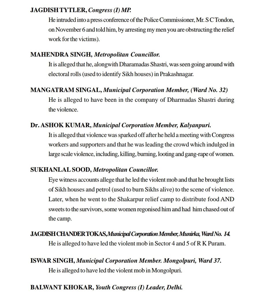 Following are the lists of those politicians and police officers who were accomplices and inadvertently supported the  #SikhGenocide.