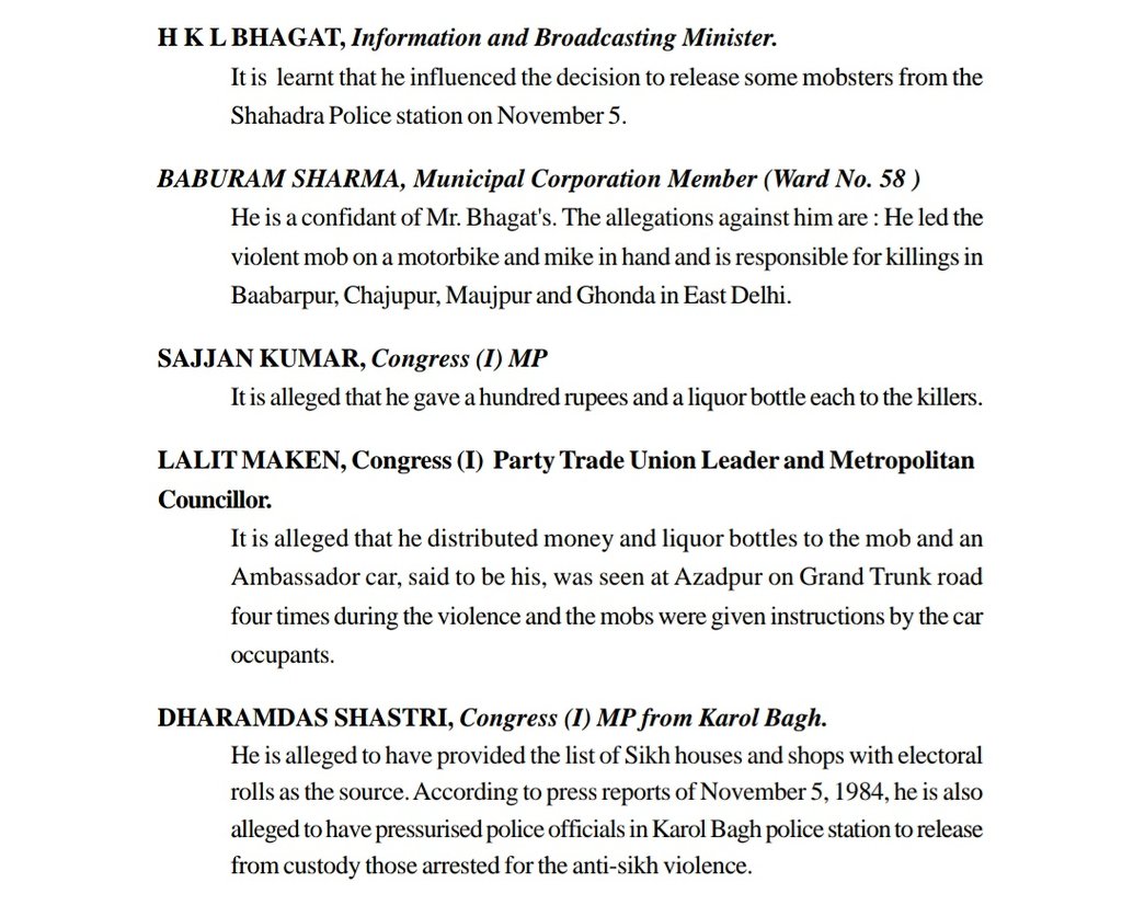 Following are the lists of those politicians and police officers who were accomplices and inadvertently supported the  #SikhGenocide.