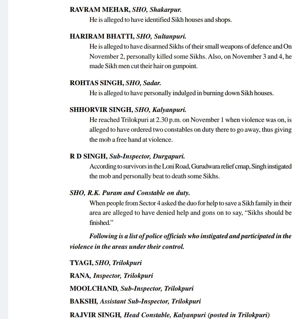 Following are the lists of those politicians and police officers who were accomplices and inadvertently supported the  #SikhGenocide.