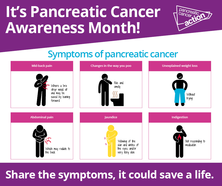 Today marks the start of Pancreatic Cancer Awareness Month, a time where everyone comes together to give pancreatic cancer the recognition it needs! 

Please share this post on your social media and with your friends and family, it could save a life. 💜 pancreaticcanceraction.org/about-pancreat…
