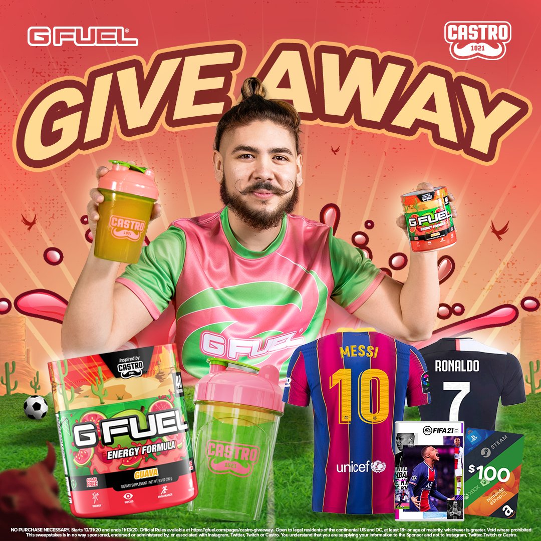 GFuelEnergy's tweet photo. ⚽ Castro1021 x #GFUEL GIVEAWAY‼️

We've teamed up with our resident #FIFA Master - @Castro1021 - To bring you yet another action-packed GIVEAWAY!!!

💥 Like + RT + Tag a friend for good luck! 

🤩 𝗘𝗡𝗧𝗘𝗥 𝗛𝗘𝗥𝗘: https://t.co/lT65iQWlH6 https://t.co/iQVLlnY66i